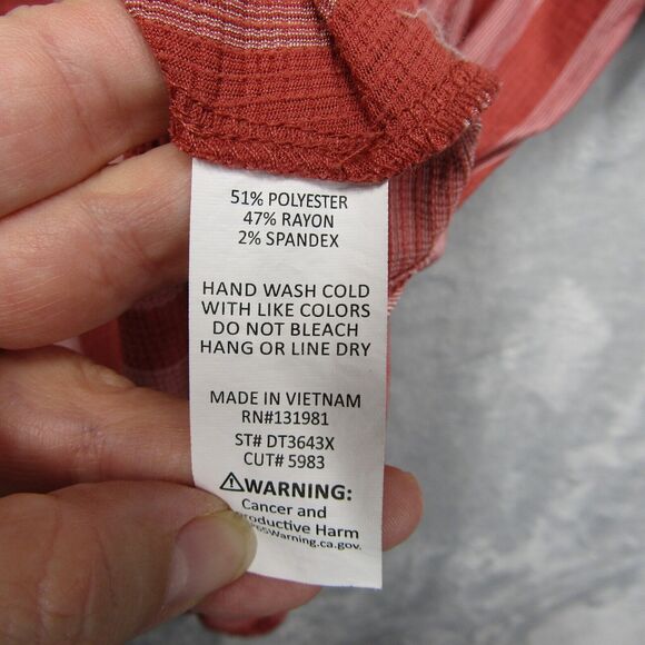 Naif Top Shirt Womens 2X Pink V-Neck Tie Sleeve Blouse Striped - Picture 6 of 8